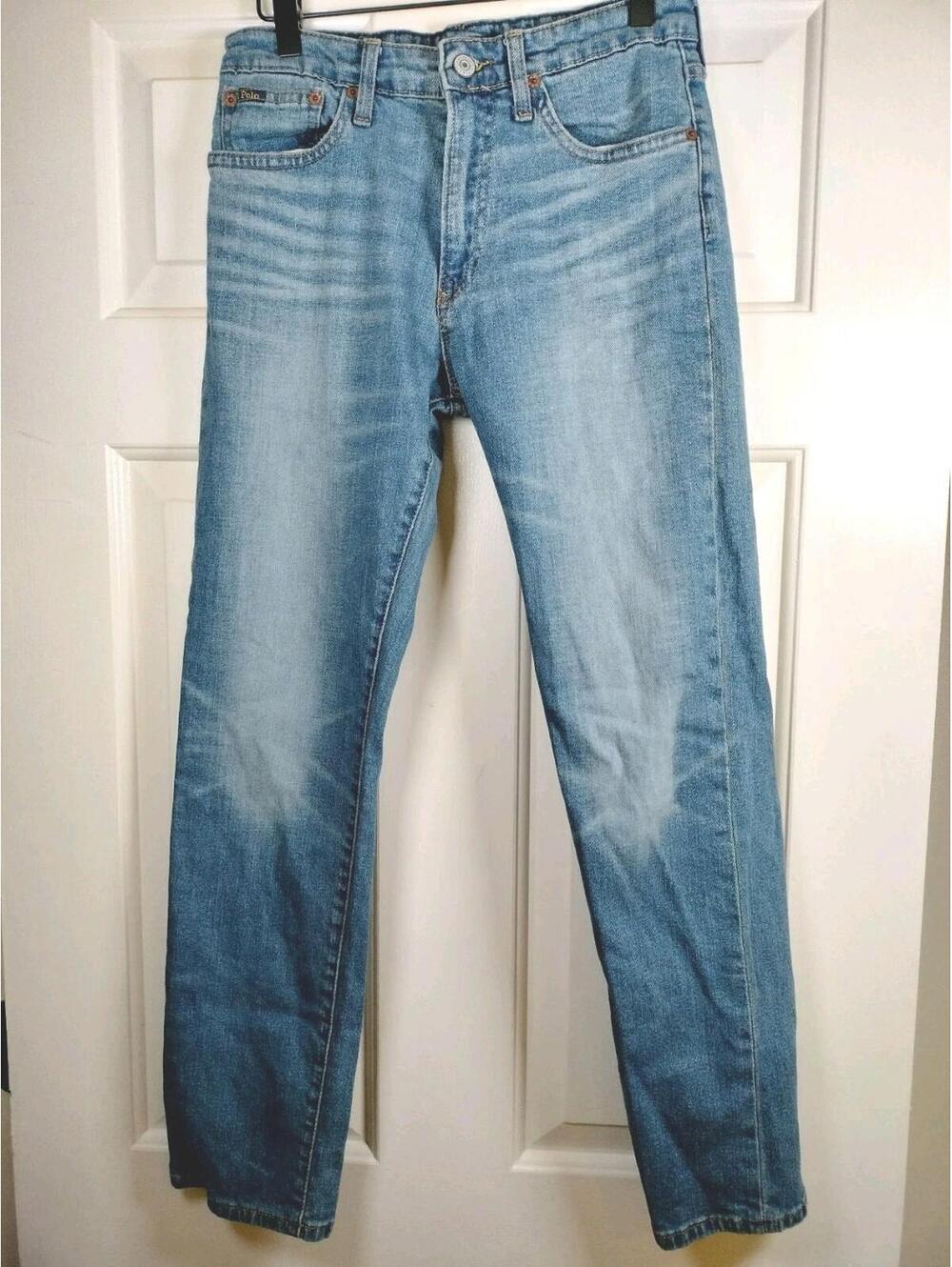 Polo Ralph Lauren Boys Jeans Size L 14-16 Medium Wash Straight Leg Blue Denim